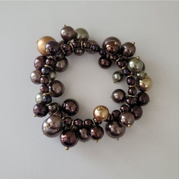 Bracelet Bauble Stretch Deep Plum, Bronze, Brown & Gold Baubles Bracelet #0049 - Picture 10 of 11